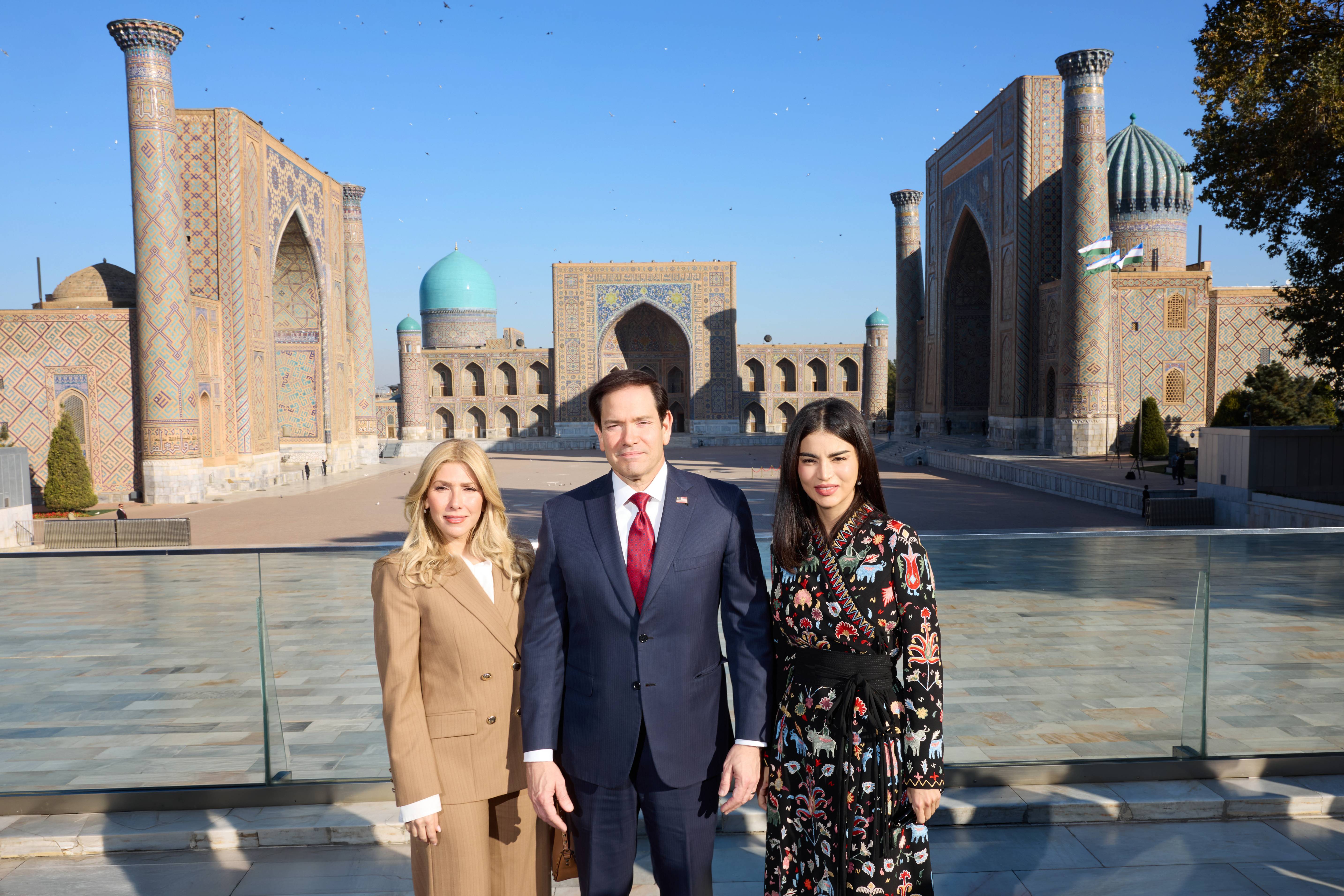 Saida Mirziyoyeva and Marco Rubio visit Registan Square in Samarkand